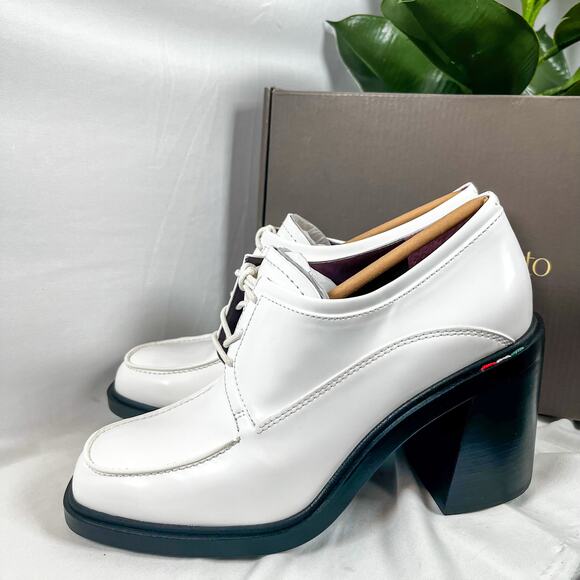 Franco Sarto Preston Chunky Heel Lace-Up Oxford White Gloss 39 - Picture 1 of 11